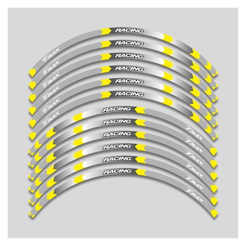 Für Y&AMAHA T Max Für TMAX 500 530 560 Für TMAX500 Für TMAX530 Für Tmax560 15'' Felgenaufkleber Abziehbilder Aufkleber Radstreifen Klebeband-Kit Felgenband-Aufkleber(2 Style B Yellow) von YYFhck