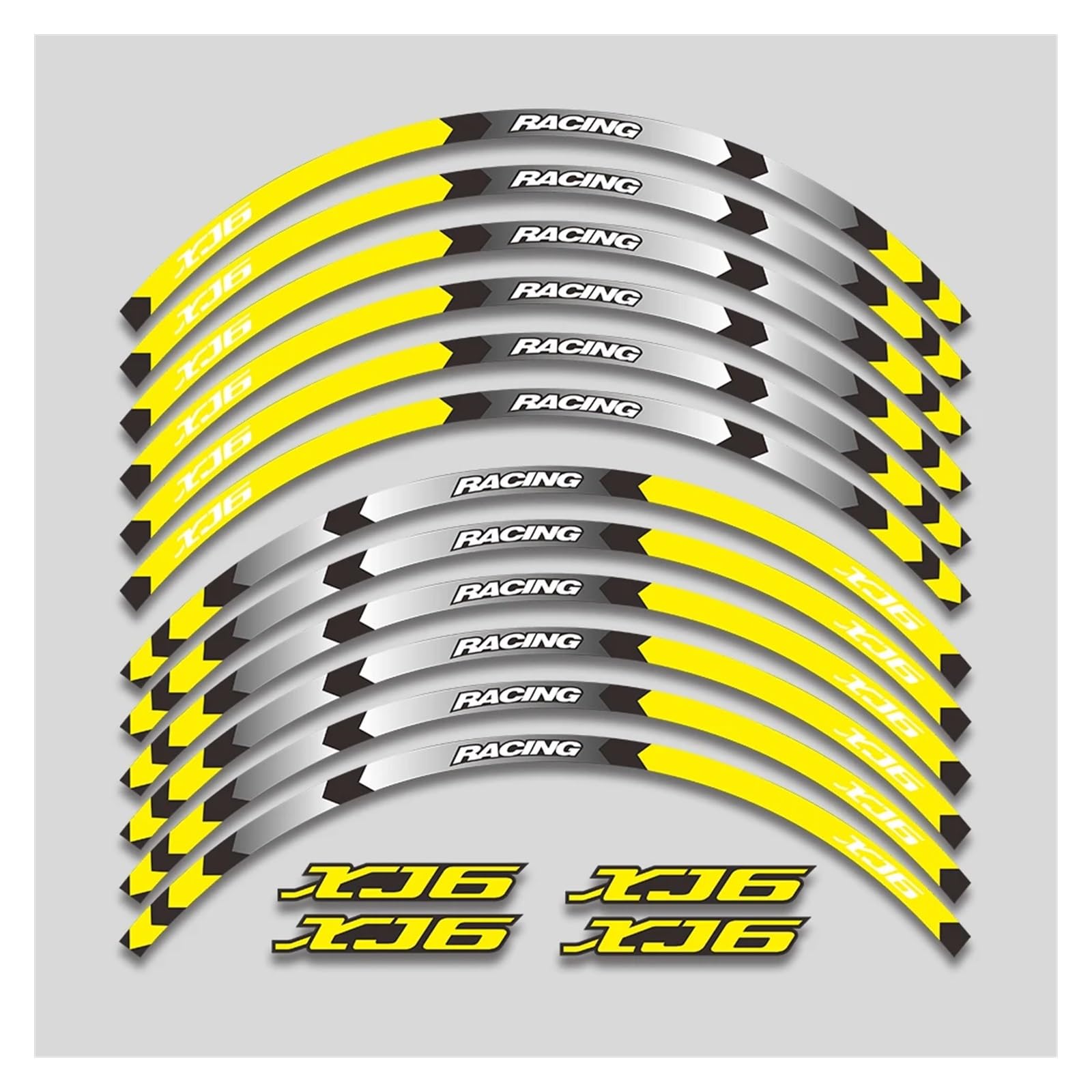 Für Y&amaha XJ6 Xj 6 17-Zoll-Motorradaufkleber Rad Reflektierende Streifen Felge Reifen wasserdichte Dekorative Aufkleber Set Felgenband-Aufkleber(1 Style A Yellow) von YYFhck