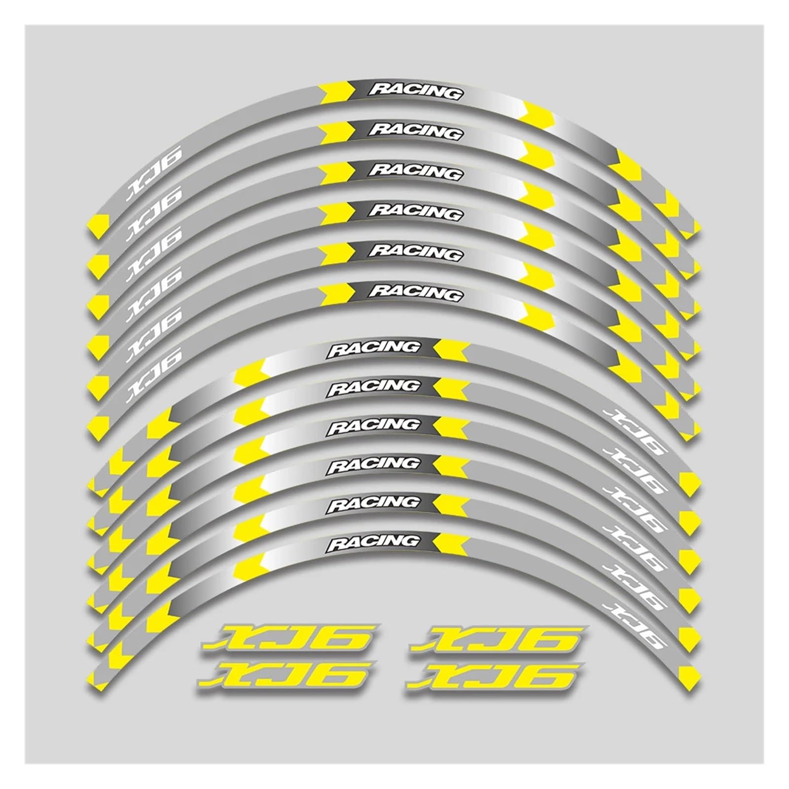 Für Y&amaha XJ6 Xj 6 17-Zoll-Motorradaufkleber Rad Reflektierende Streifen Felge Reifen wasserdichte Dekorative Aufkleber Set Felgenband-Aufkleber(1 Style B Yellow) von YYFhck