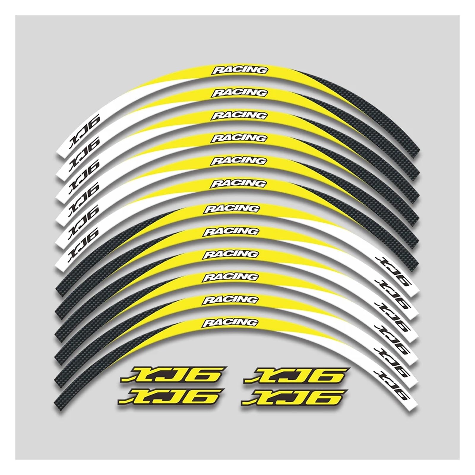 Für Y&amaha XJ6 Xj 6 17-Zoll-Motorradaufkleber Rad Reflektierende Streifen Felge Reifen wasserdichte Dekorative Aufkleber Set Felgenband-Aufkleber(3 Style A Yellow) von YYFhck