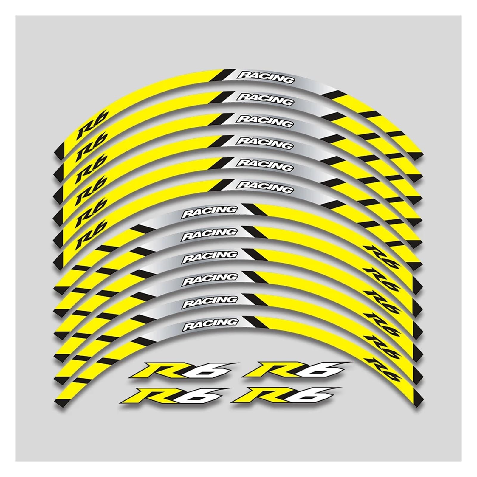 Für Y&amaha YZF R6 YZFR6 17-Zoll-Motorradräder Nabenaufkleber Reflektierende Streifen Reifen Dekorative Aufkleber Bandsatz Felgenband-Aufkleber(2 Style A Yellow) von YYFhck