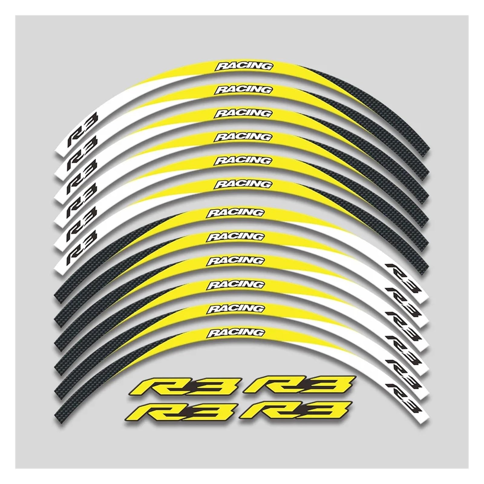 Für Y&amaha YZFR3 YZF R3 Motorrad 17 Zoll Räder Nabenaufkleber Reflektierende Streifen Felge Reifen Dekorative Aufkleber Klebeband Kit Felgenband-Aufkleber(3 Style A Yellow) von YYFhck