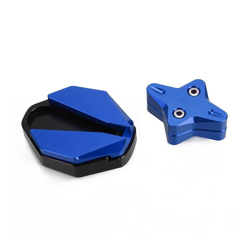 Motorrad-Ständerpolster FÜR Y&AMAHA Für NMAX155 NMAX125 2020-2023 Motorrad Fußseitenständer Pad Platte Kickstand Enlarger Support Base Extension(A Set Blue) von YYFhck