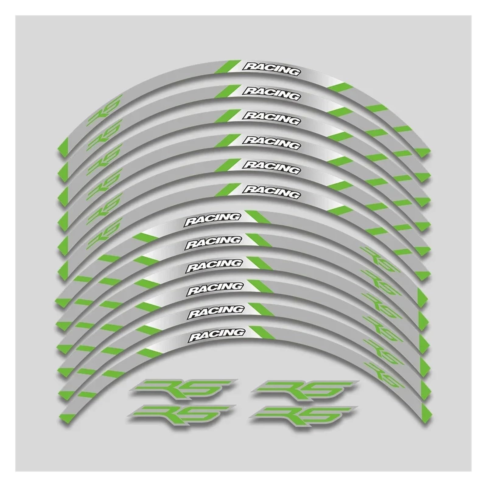 YYFhck Für A&prilia RS 125 Rs125 17 Zoll Motorrad Aufkleber Felge Reifen Wasserdicht Aufkleber Räder Nabe Reflektierende Streifen Klebeband Set Felgenband-Aufkleber(Green B2) von YYFhck