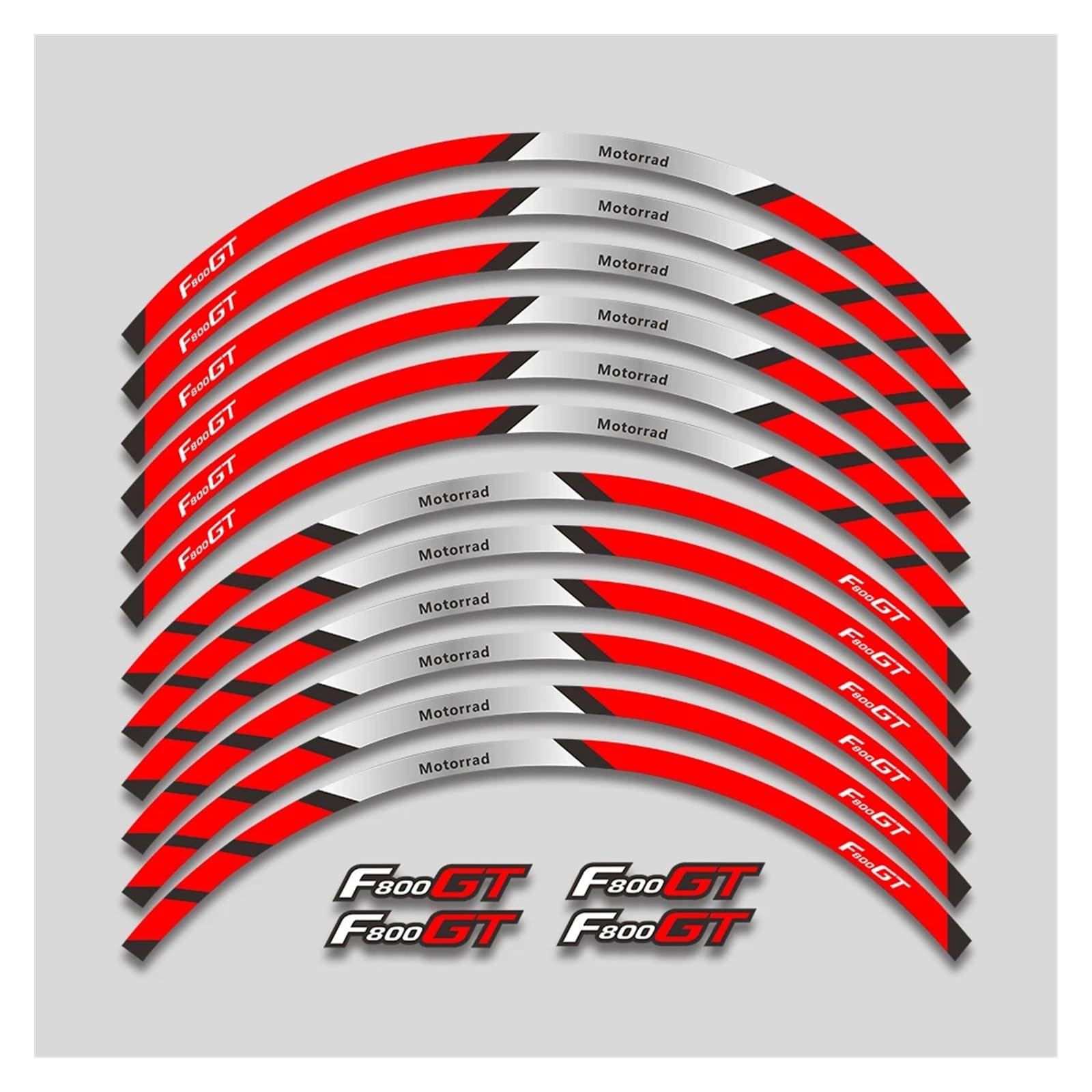 YYFhck Für F800GT F 800GT F800 Gt Motorrad Räder Aufkleber Wasserdicht Dekorative Aufkleber Felge Reifen Reflektierende Streifen Set Felgenband-Aufkleber(2L A Red) von YYFhck