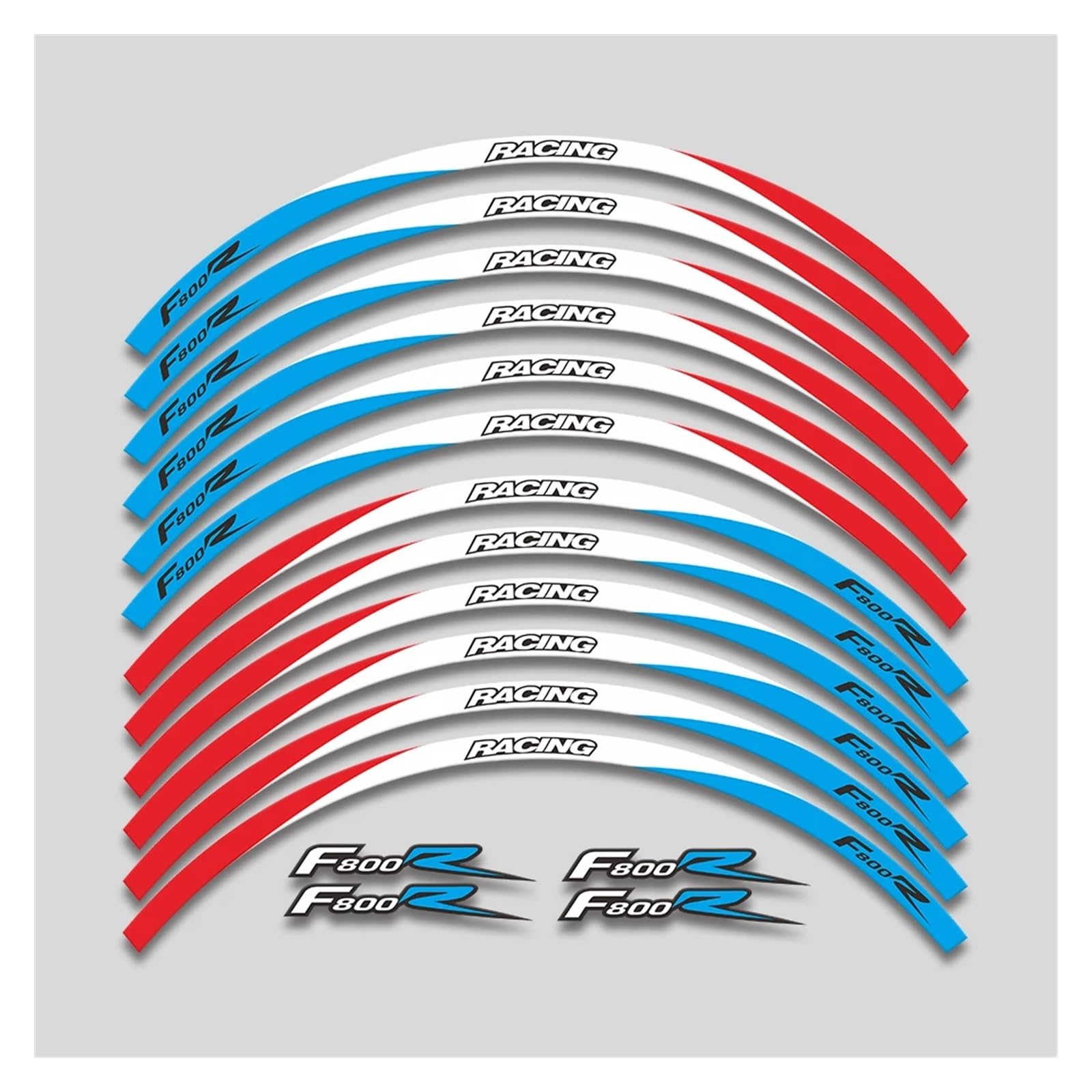 YYFhck Für F800R F 800R 800 F800 R Motorrad Räder Aufkleber Felge Reifen Dekorative Aufkleber Reflektierende Streifen Band Set Felgenband-Aufkleber(3L A Red White Bule) von YYFhck