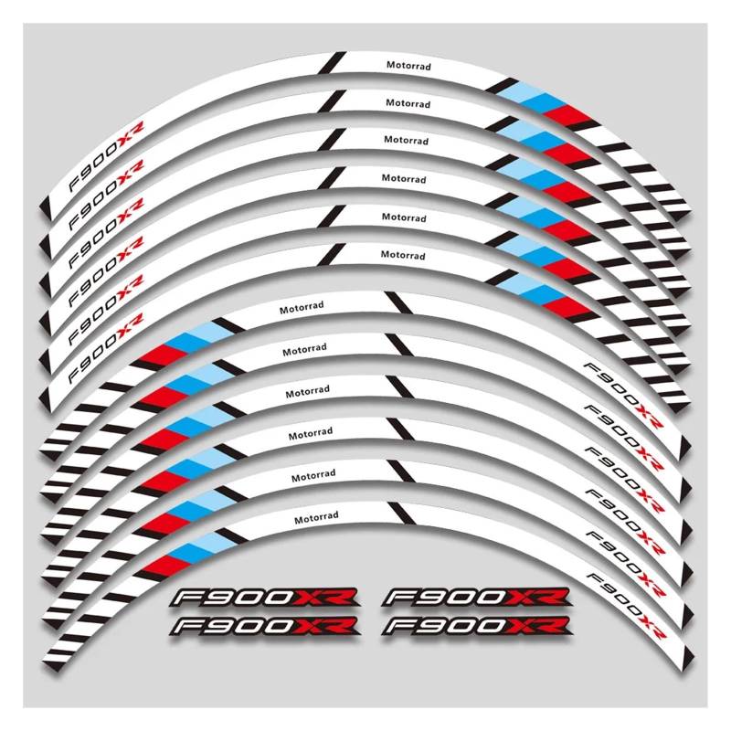 YYFhck Für F900XR F900 XR F 900 XR F900xr Motorrad Räder Aufkleber Reflektierende Streifen Felge Reifen Dekorative Decals Set Felgenband-Aufkleber(4L A White) von YYFhck