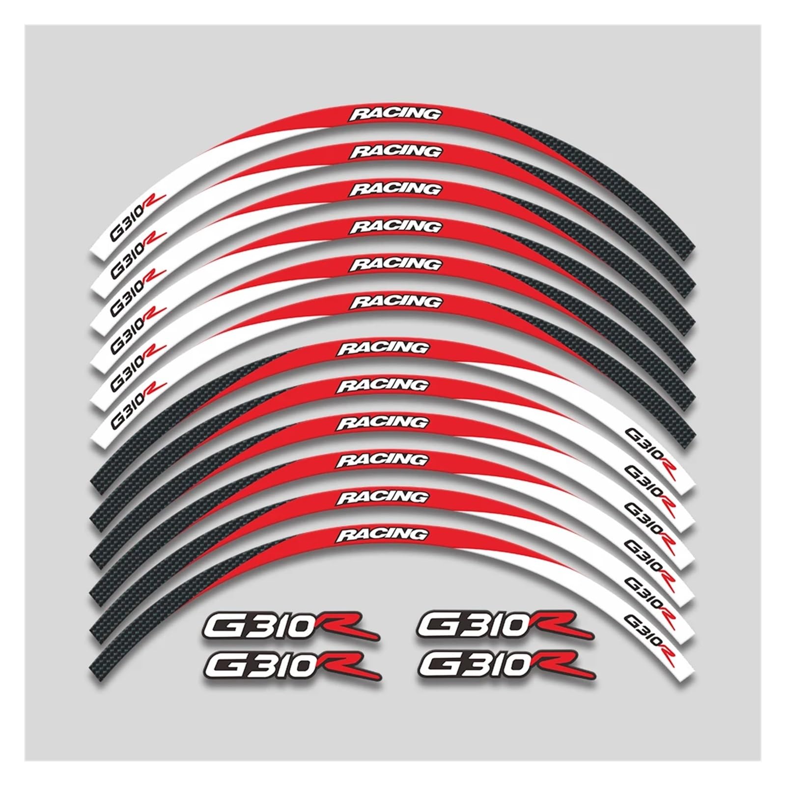 YYFhck Für G310r G 310R G310 R Motorrad Räder Aufkleber Felge Reifen Reflektierende Streifen Wasserdicht Dekorative Decals Set Felgenband-Aufkleber(3L A Red) von YYFhck