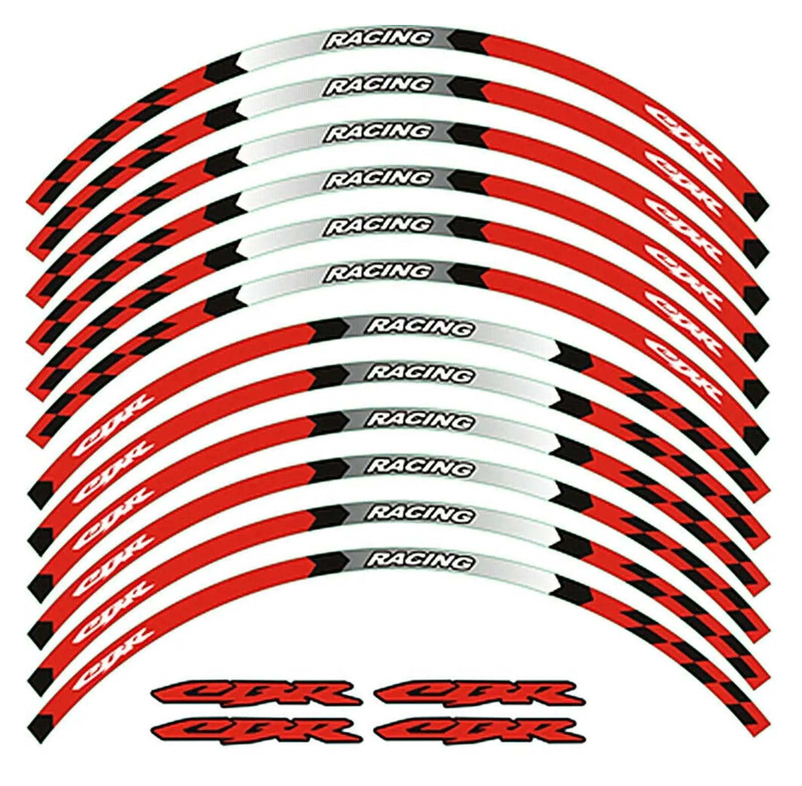 YYFhck Für H&ONDA CBR 600F/2/3/4/FI 600RR/SE 17" Felge wasserdichte Motorradfelgenaufkleber Abziehbilder Streifen Rad Reflektierende Streifen Set Felgenband-Aufkleber(Red) von YYFhck