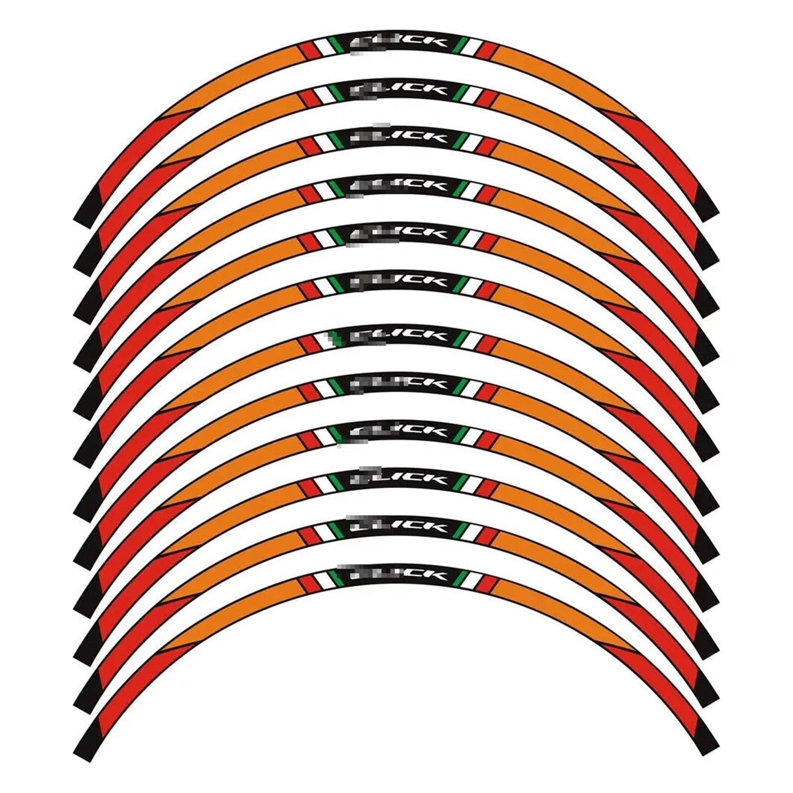 YYFhck Für H&ONDA Für Click 125i 150i 160i 14" Zoll Motorradaufkleber Radnabenaufkleber Felgenreflektierende Aufkleber Streifenbandsatz Felgenband-Aufkleber(Red Orange Black) von YYFhck