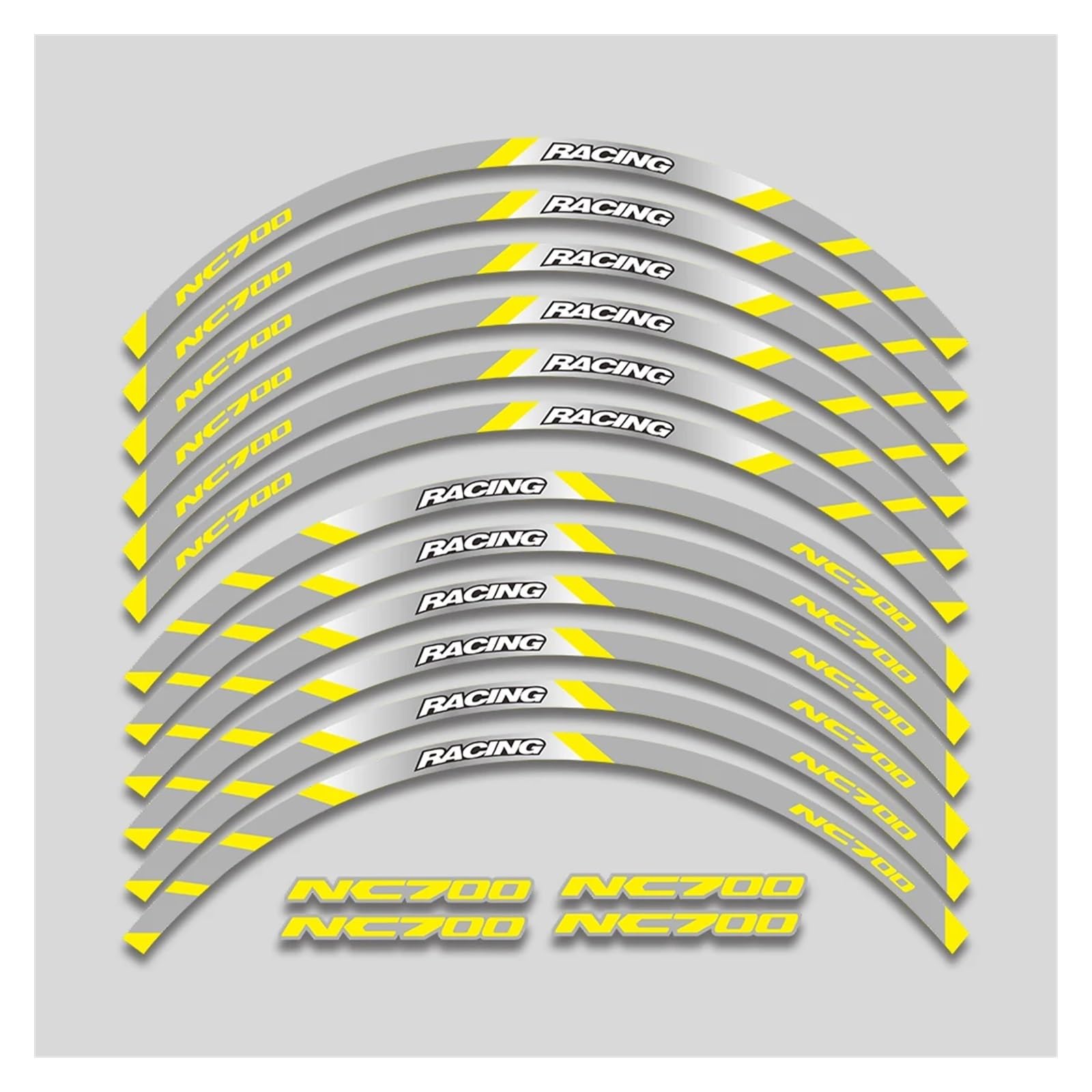 YYFhck Für H&ONDA NC700 NC 700 Nc700 Motorradaufkleber Dekorative Räder Abziehbilder Felgenreifen Wasserdichtes Reflektierendes Streifenset Felgenband-Aufkleber(Yellow B2) von YYFhck