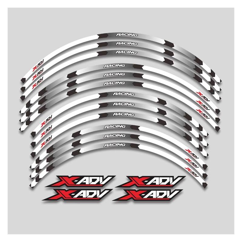 YYFhck Für H&ONDA Xadv750 X-ADV X ADV Xadv 750 Motorradaufkleber Räder Nabe Reflektierende Streifen Klebeband Felgenreifen Aufkleber Set Felgenband-Aufkleber(1L White) von YYFhck