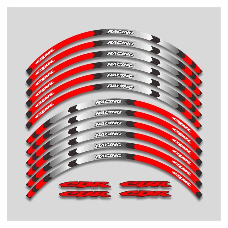 YYFhck Für H&onda CBR250RR CBR400RR CBR600RR CBR1000RR Motorradaufkleber Räder Dekorative Aufkleber Felgenreifen Reflektierende Streifen Felgenband-Aufkleber(1L A Red) von YYFhck