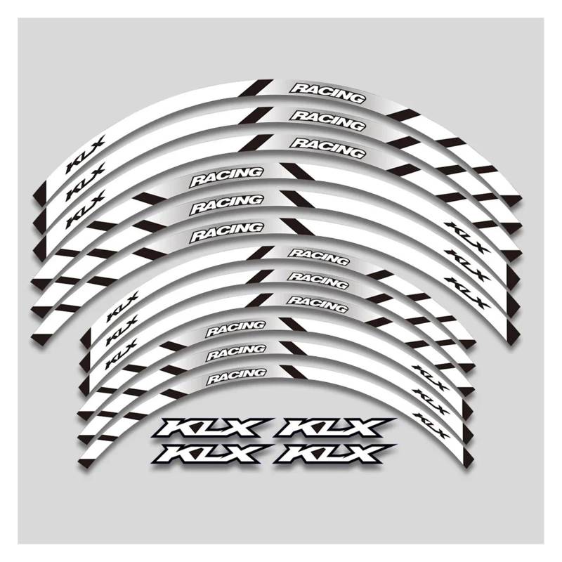 YYFhck Für K&AWASAKI KLX230 KLX230S KLX230R KLX300 KLX300R Motorrad Aufkleber Felgenaufkleber Räder Nabe Reflektierende Streifen Klebeband Felgenband-Aufkleber(2 Style A White) von YYFhck