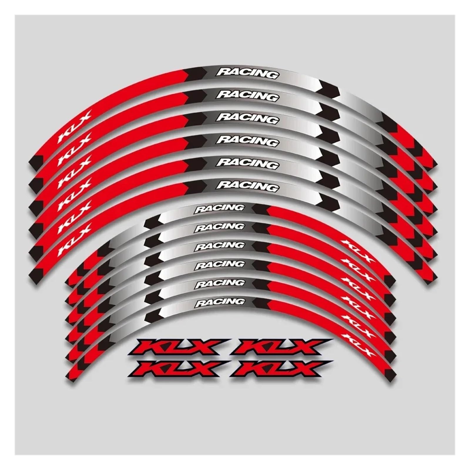 YYFhck Für K&AWASAKI KLX250 KLX250S KLX250R KLX450R Motorrad Aufkleber Felge Reifen Aufkleber Radnabe Reflektierende Streifen Klebeband Set Felgenband-Aufkleber(1 Style A Red) von YYFhck