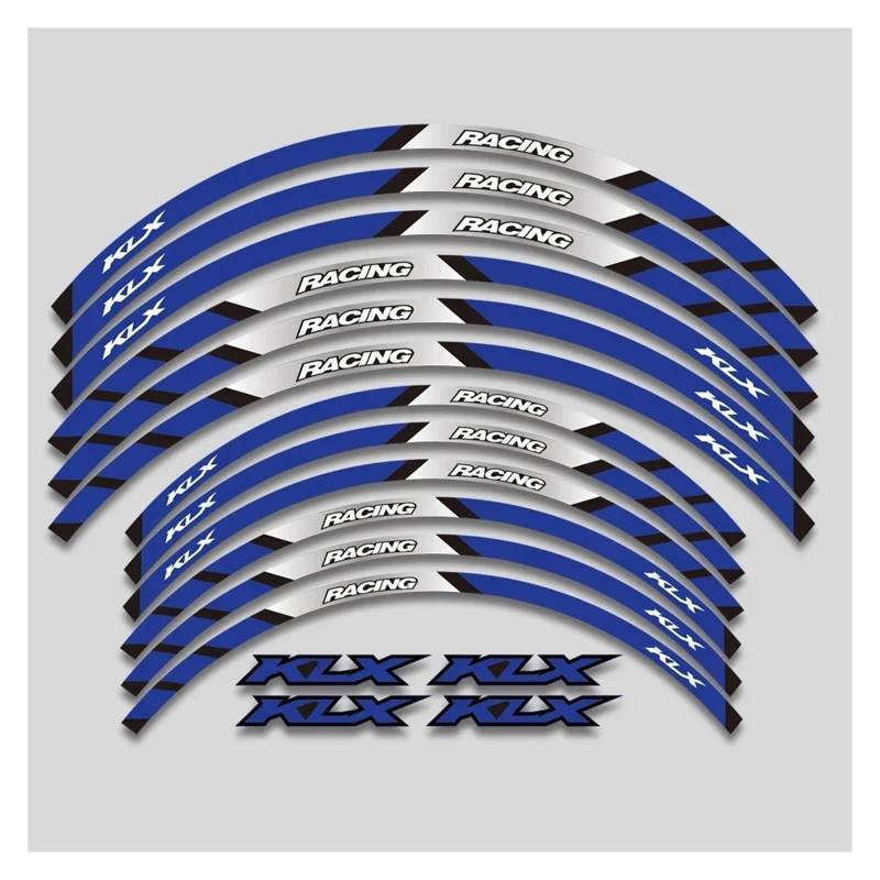 YYFhck Für K&AWASAKI KLX250 KLX250S KLX250R KLX450R Motorrad Aufkleber Felge Reifen Aufkleber Radnabe Reflektierende Streifen Klebeband Set Felgenband-Aufkleber(2 Style A 2Bule) von YYFhck