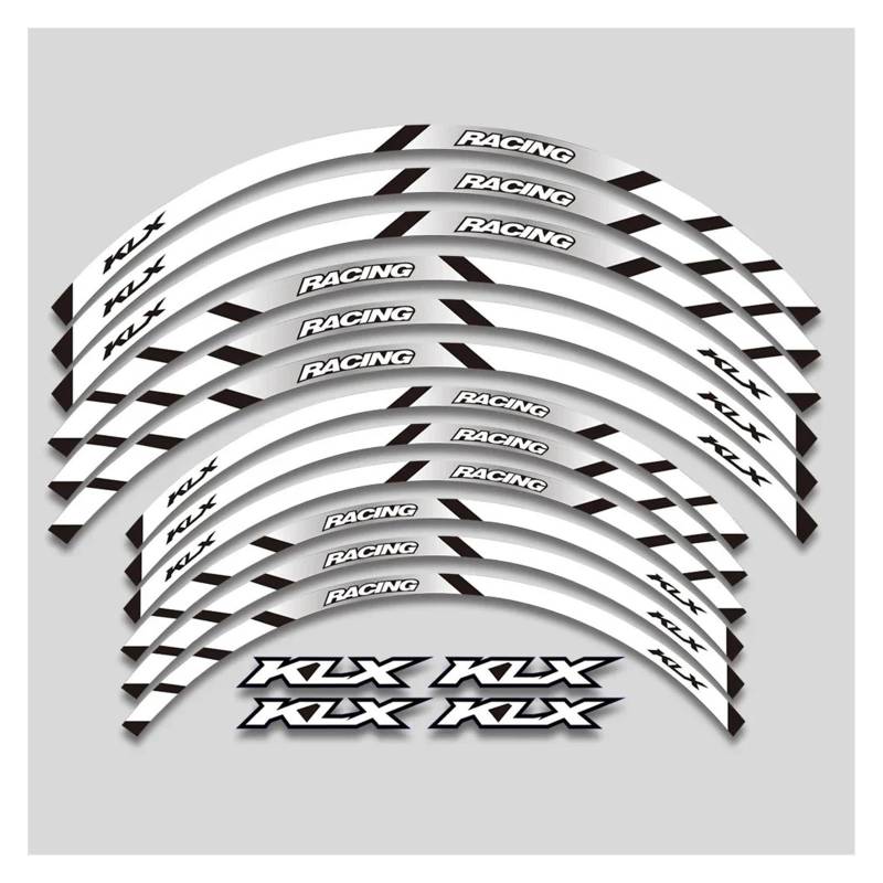 YYFhck Für K&AWASAKI KLX250 KLX250S KLX250R KLX450R Motorrad Aufkleber Felge Reifen Aufkleber Radnabe Reflektierende Streifen Klebeband Set Felgenband-Aufkleber(2 Style A White) von YYFhck