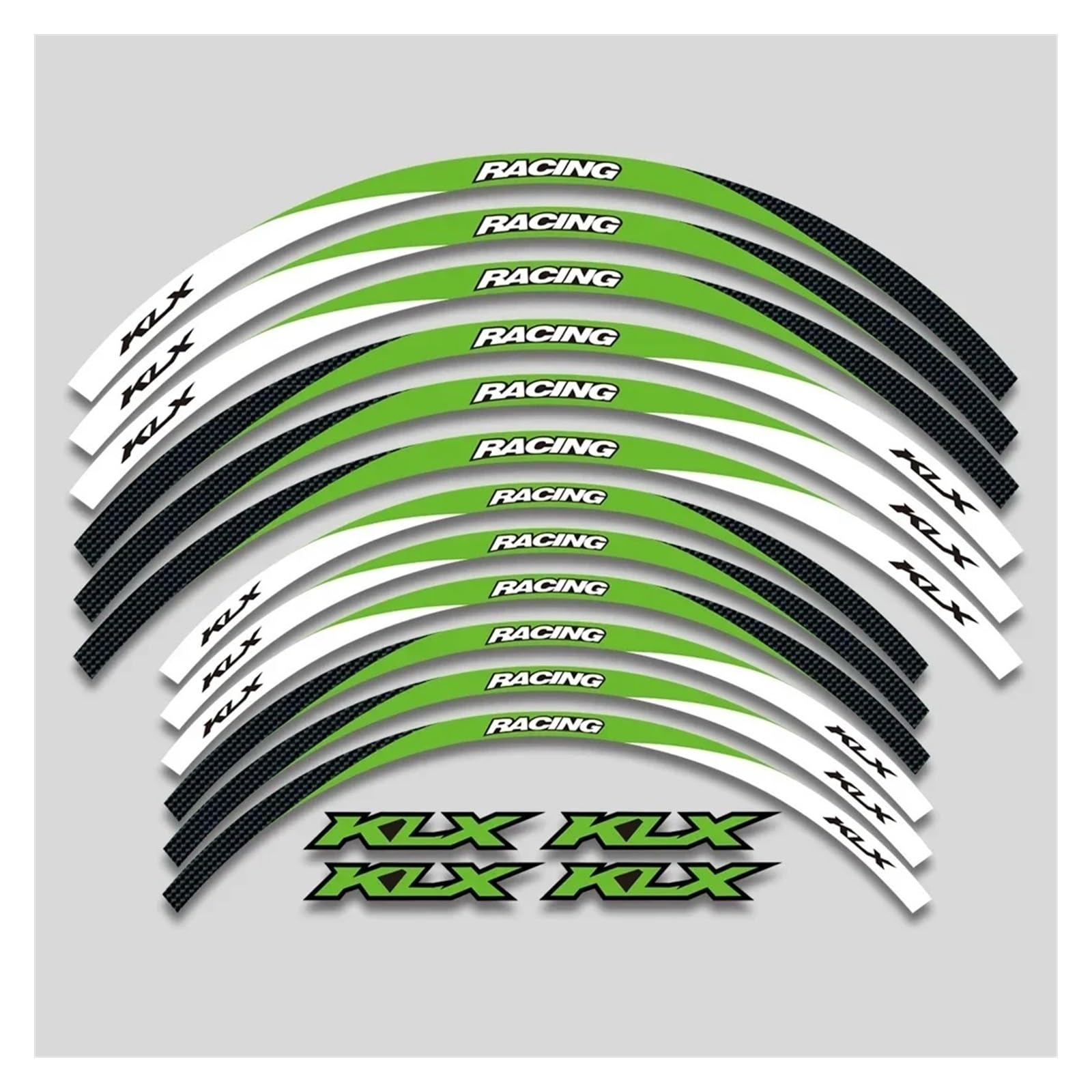 YYFhck Für K&AWASAKI KLX250 KLX250S KLX250R KLX450R Motorrad Aufkleber Felge Reifen Aufkleber Radnabe Reflektierende Streifen Klebeband Set Felgenband-Aufkleber(3 Style A Green) von YYFhck