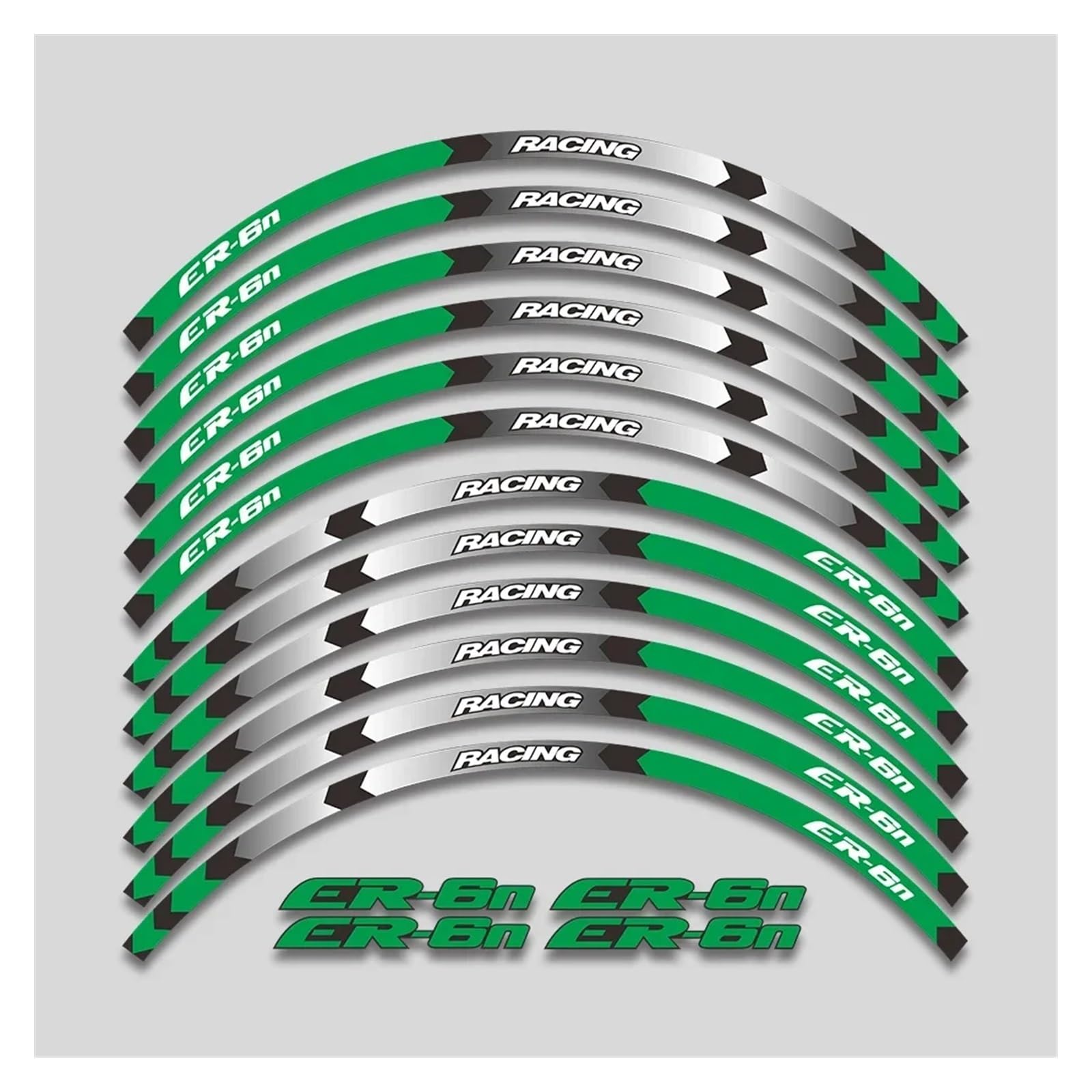 YYFhck Für K&awasaki ER 6N ER6N ER-6N Motorrad Aufkleber Felge dekorative Abziehbilder Radnabe reflektierende Streifen Aufkleber Band Set Felgenband-Aufkleber(Green A1) von YYFhck