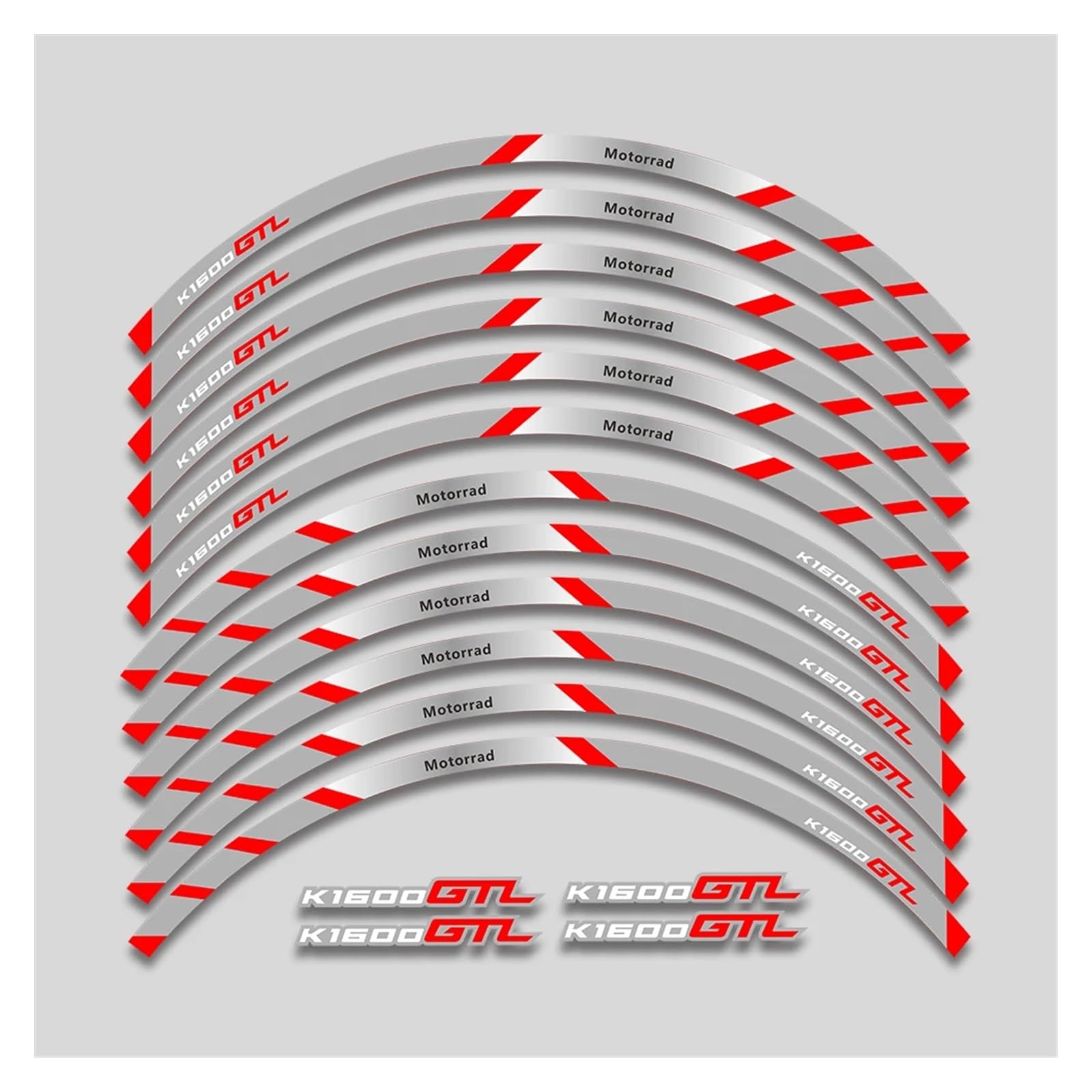 YYFhck Für K1600GTL K 1600GTL K1600 GTL Motorrad Rad Abziehbilder Wasserdicht Reflektierende Aufkleber Felgenstreifen Felgenband-Aufkleber(2L B Red) von YYFhck