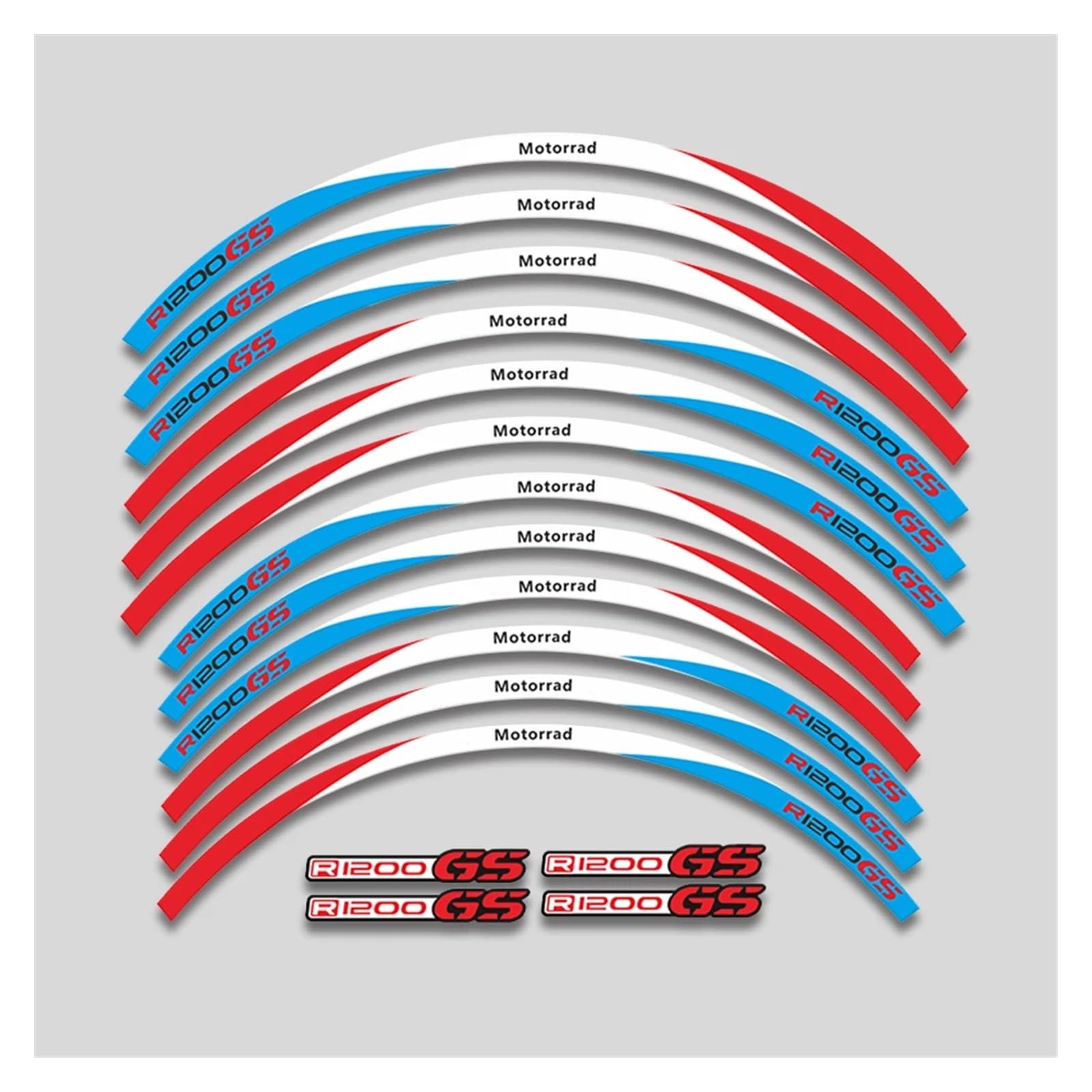 YYFhck Für R1200GS R 1200GS R1200 Gs 19''17'' Motorrad Felge Decals Reflektierende Aufkleber Rad Hub Dekoration Felgenband-Aufkleber(3L Red White Bule) von YYFhck