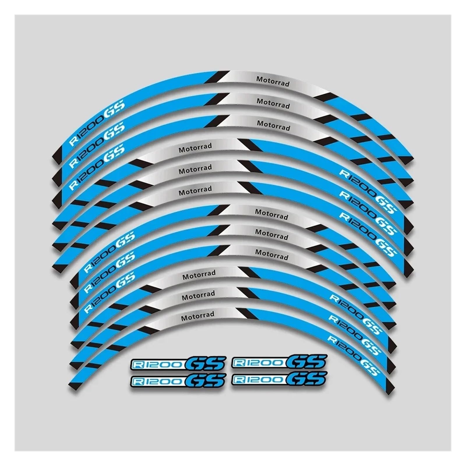 YYFhck Für R1200gs R 1200GS 1200 R1200 GS Motorrad Räder Nabe Aufkleber Felge Reifen Streifen Dekorative Aufkleber Aufkleber Set Felgenband-Aufkleber(Blue B2) von YYFhck