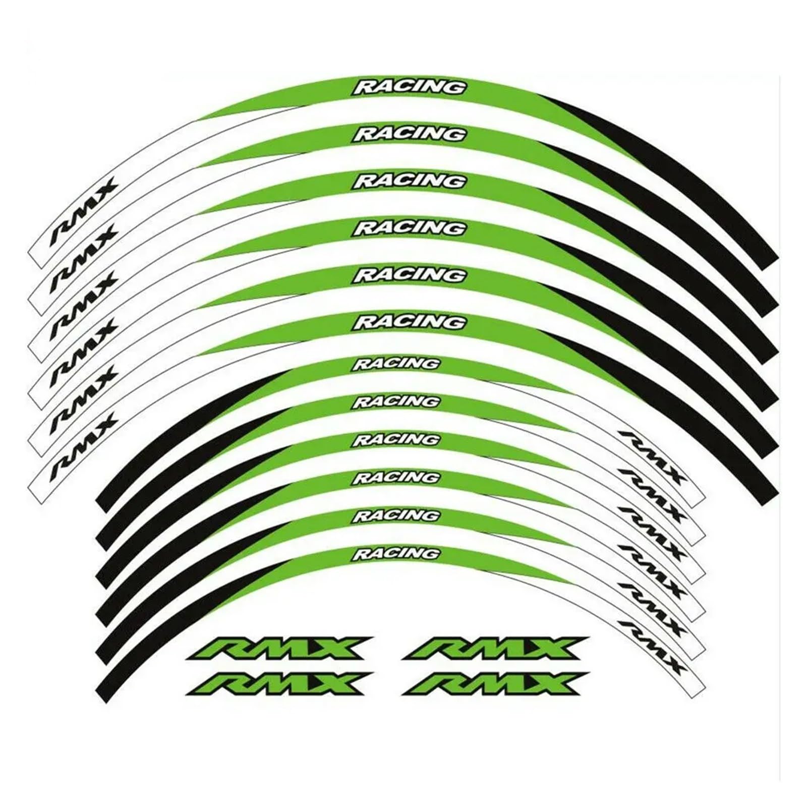 YYFhck Für S-uzuki RMZ450 RM Z450 RMZ 450 Z 2005-2020 21" 19" Radnabe Motorradradaufkleber Reflektierende Aufkleber Felgenstreifen-Set Felgenband-Aufkleber(Green B) von YYFhck
