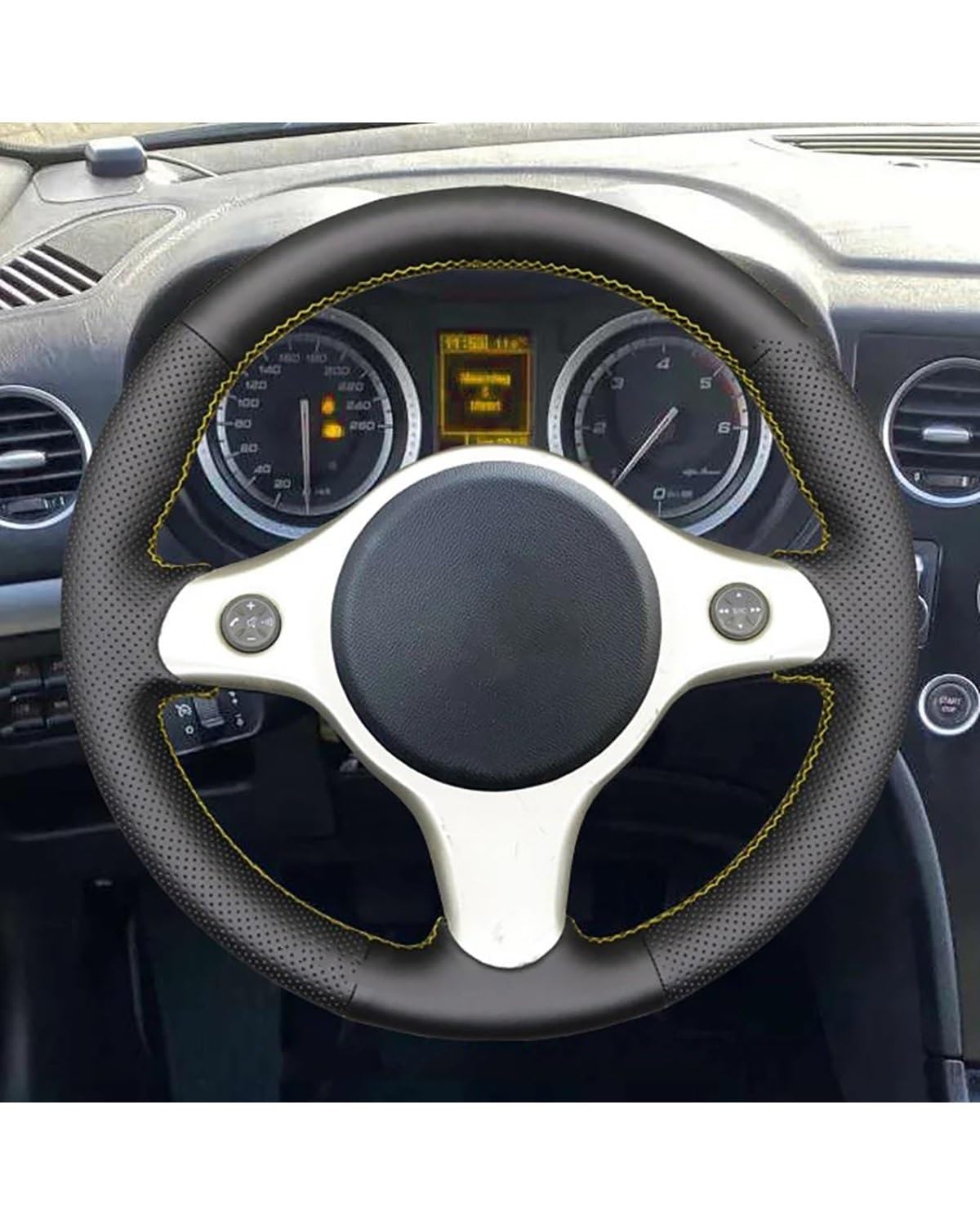 Auto Lenkradbezug Für Alfa Für Romeo 159 2005-2012 Brera Spider Sportwagon 2006-2011 Handgenähter Zopf Für Die Lenkradabdeckung Lenkradabdeckung(Yellow Thread19) von YYGGWL