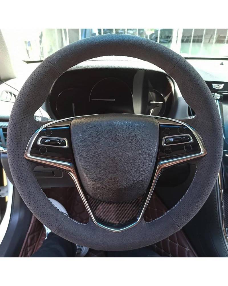 Auto Lenkradbezug Für Cadillac Für Cts 2014 2015 2016 Für ATS 2013 2014 2015 Wildleder Synthetisches Material Auto Zubehör Lenkrad Abdeckung Auto Interio Lenkradabdeckung(Red Blue Thread) von YYGGWL