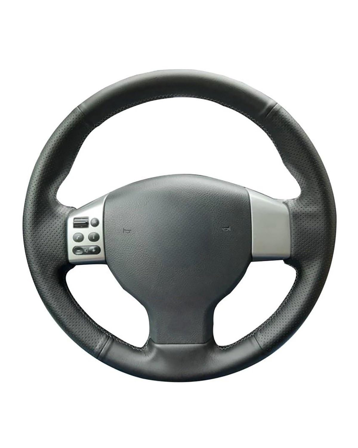 Auto Lenkradbezug Für Tiida 2004-2010 Für Sylphy 2006-2011 Für Versa 2007-2011 DIY Handgenähte Schwarze Kunstleder-Lenkradbezüge Lenkradabdeckung(Red Blue Thread) von YYGGWL