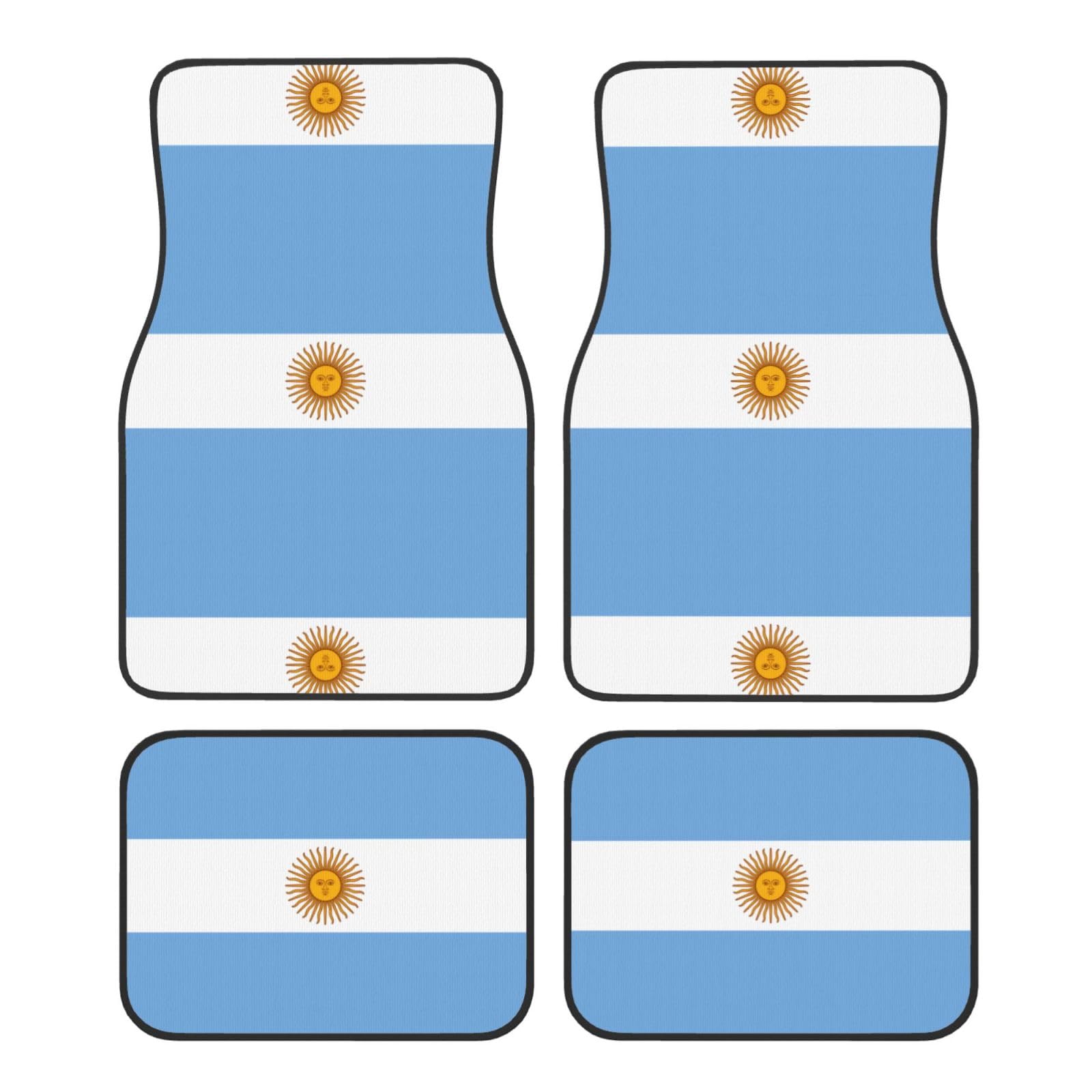 YYHHAOFA Autofußmatten aus Kristallsamt, leicht zu reinigen, universell passend für alle Autos, schwarzer Rand, 4 Stück, ideales Autozubehör für Damen, Argentinische Flagge von YYHHAOFA