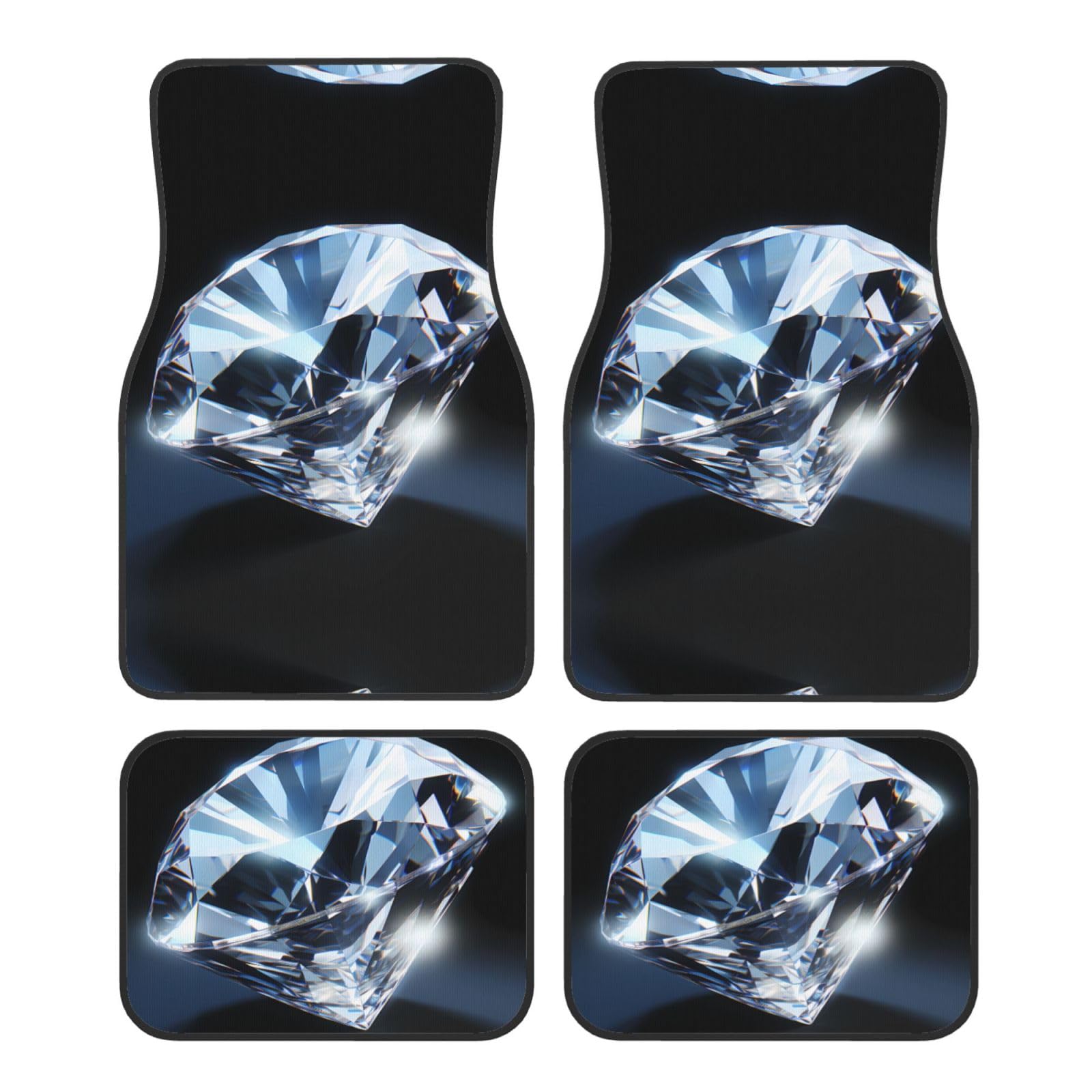 YYHHAOFA Autofußmatten aus Kristallsamt | leicht zu reinigen | universell passend für alle Autos | schwarzer Rand | 4er-Set | ideales Autozubehör für Frauen mit hübschen Diamant-Drucken von YYHHAOFA