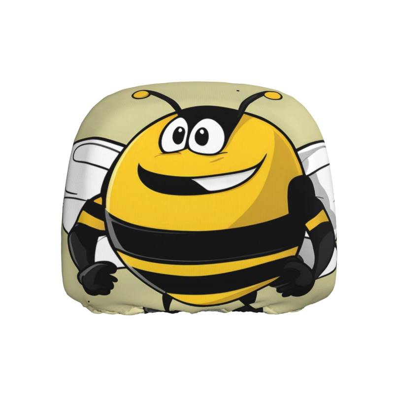 YYHWHJDE Cartoon Bumblebee Prints Auto-Kopfstützenbezug, einteilig, weich und bequem, elastisches Autozubehör, einfach zu installieren von YYHWHJDE