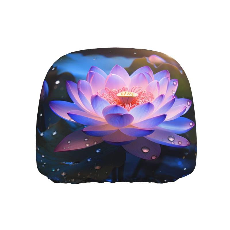 YYHWHJDE Lotus Flower Prints Auto-Kopfstützenbezug, einteilig, weich und bequem, elastisch, Autozubehör, einfach zu installieren von YYHWHJDE