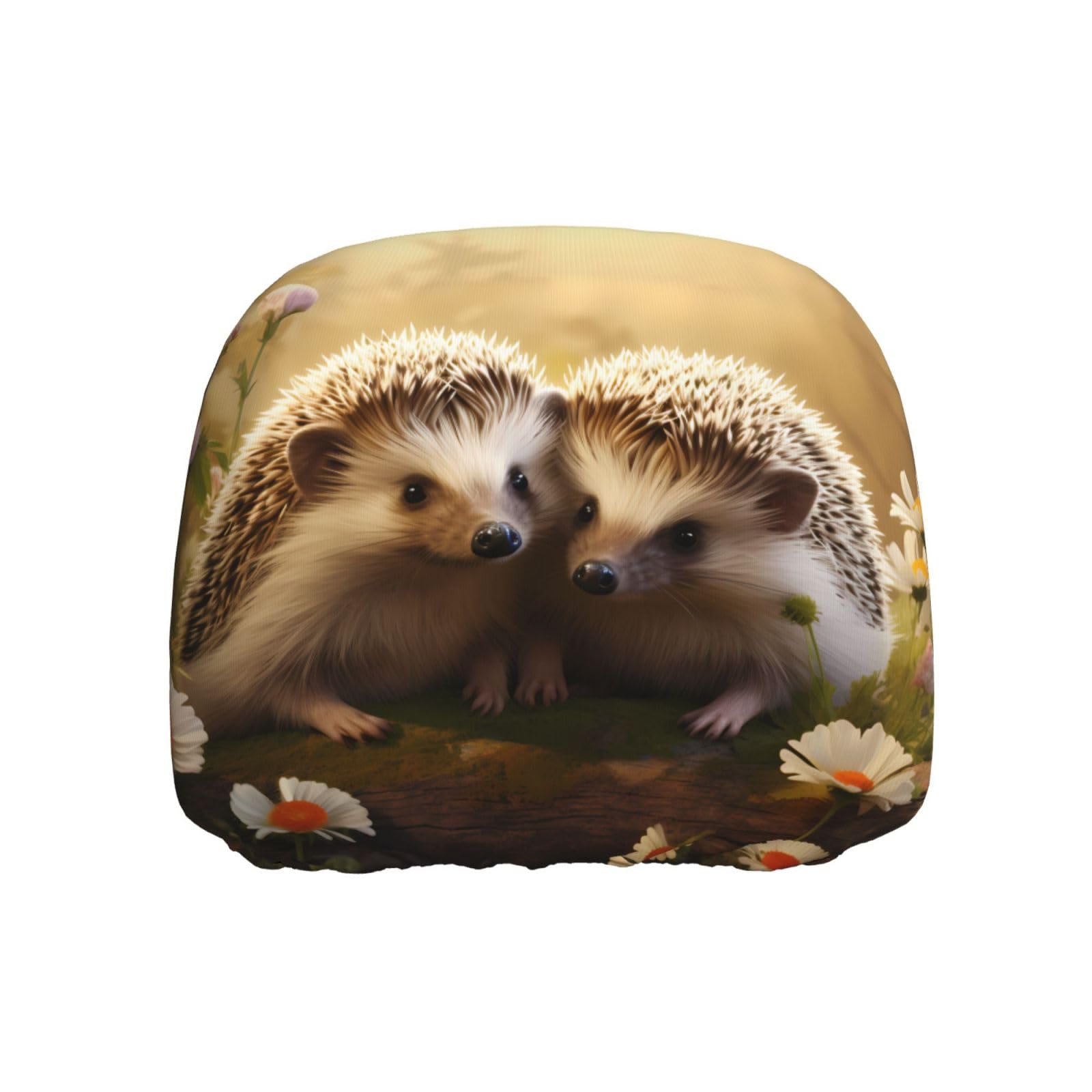 YYHWHJDE Nature Lovely Igel Lovers Prints Auto-Kopfstützenbezug, einteilig, weich und bequem, elastisches Autozubehör, einfach zu installieren von YYHWHJDE