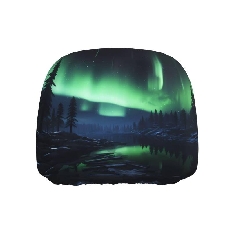 YYHWHJDE Northern Lights Pattern Car Headrest Cover One Piece Soft and Comfortable Elastic Car Accessories Easy to Install von YYHWHJDE