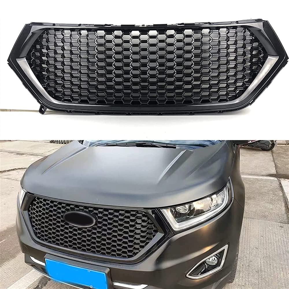 YYKJZ Auto Frontstoßstange Mesh Mask Cover Grill Grille, für Ford Edge 2015 2016 2017 2018, ABS-Kunststoff, Glänzendes Schwarz, Auto Modifikation Zubehör von YYKJZ