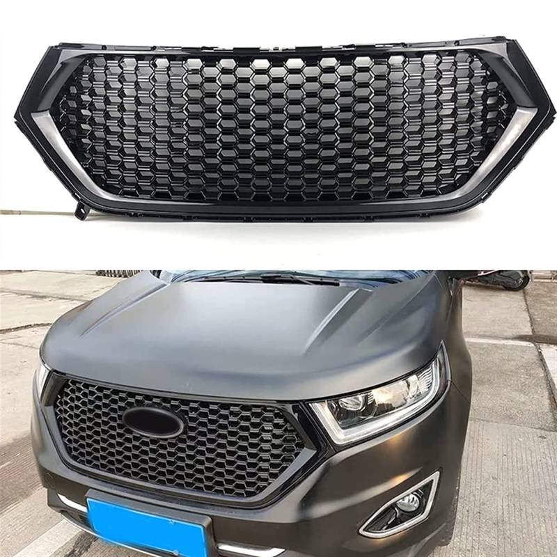 YYKJZ Auto Frontstoßstange Mesh Mask Cover Grill Grille, für Ford Edge 2015 2016 2017 2018, ABS-Kunststoff, Glänzendes Schwarz, Auto Modifikation Zubehör von YYKJZ