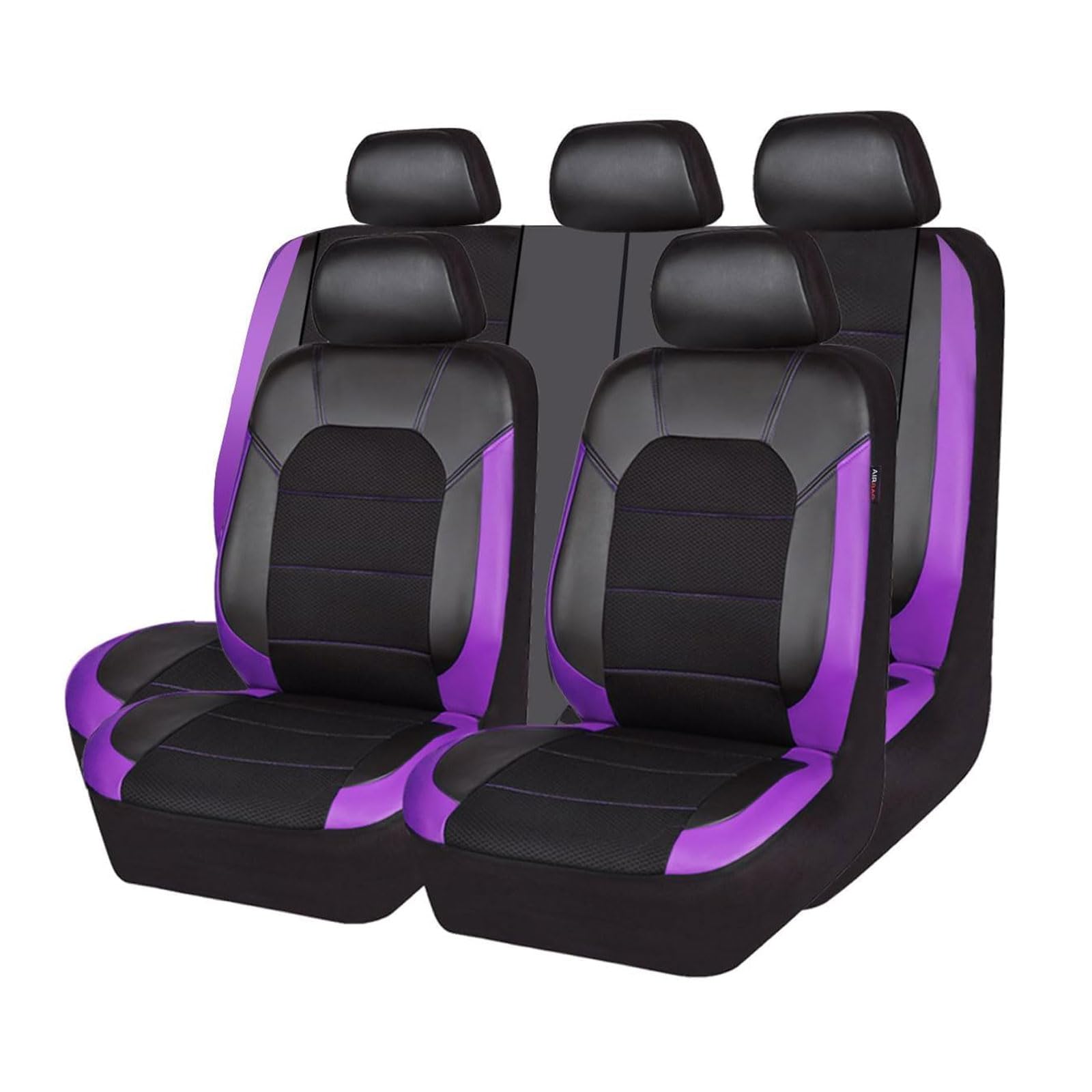 YYQWEE Autositzbezüge für Dacia Duster Duster 2 1 Duster S Logan Sandero S 2000-2023 2024, 9 Stück Leder Sitzbezüge Sets Wasserdicht Bequem Autositz Schonbezug Innenraum Zubehör,Purple von YYQWEE