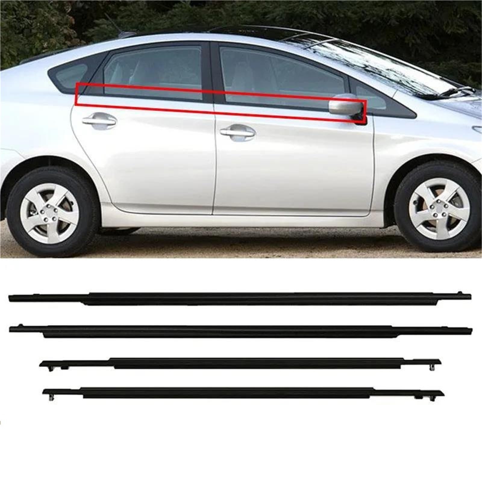 Autoteile 4Pcs Auto Fenster Glas Schutz Dicht Streifen Gummi wasserdichte Streifen Für Prius 2010-2015 Auto Außen Zubehör von YYTEMD