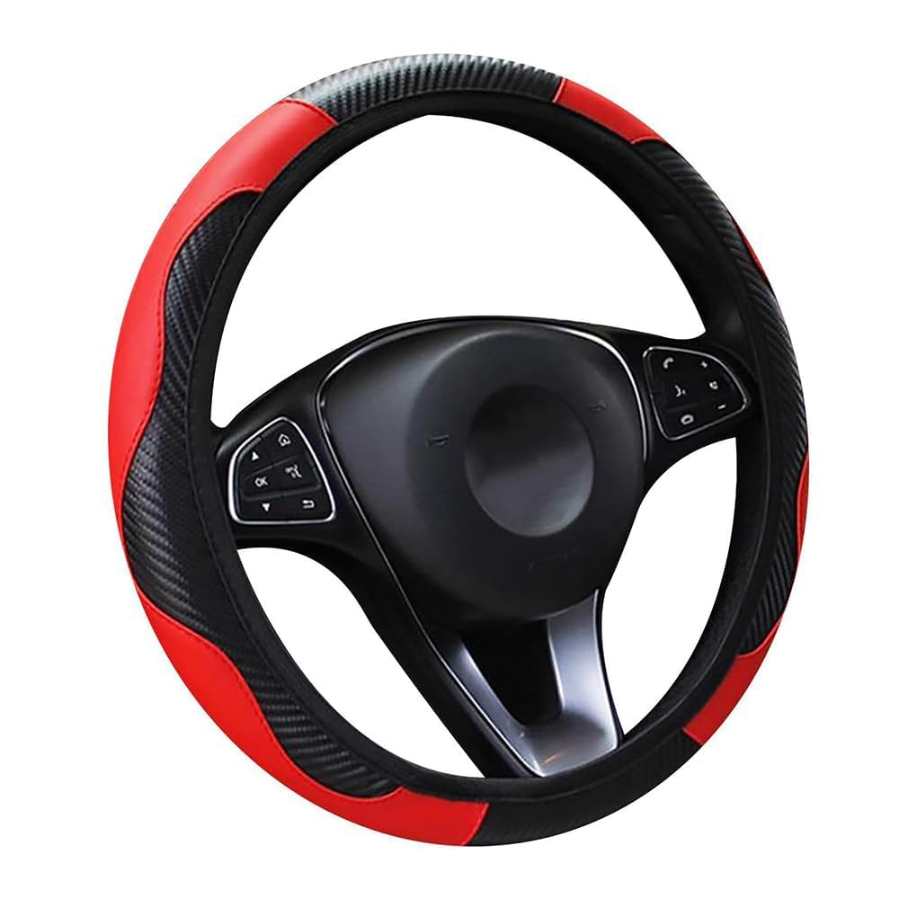 Car Leather Steering Wheel Cover for Audi A4L Sedan B8 2008-2015 Fashion Non-Slip Leather Breathable Steering Wheel Cover, Non-Slip Wear-Resistant,C 37cm-39cm von YYTERI