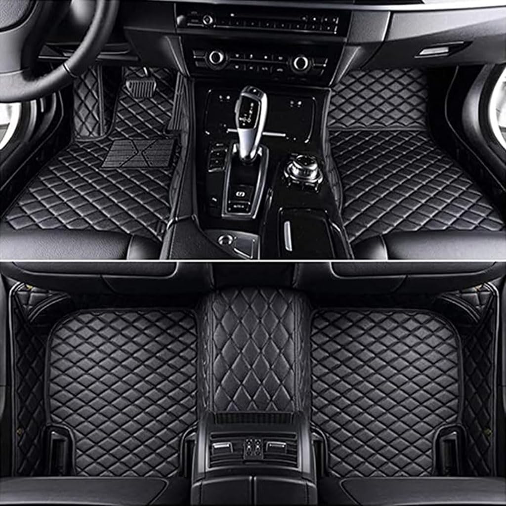 Leder Fussmatten Auto für Audi A8 Saloon D3(5seats) LWB/SWB 2002-2010, Fußmatten Auto Allwetter Schutz Anti Rutsch Wasserdicht Tragen Auto Innenraum ZubehöR,Black von YYTONGMN