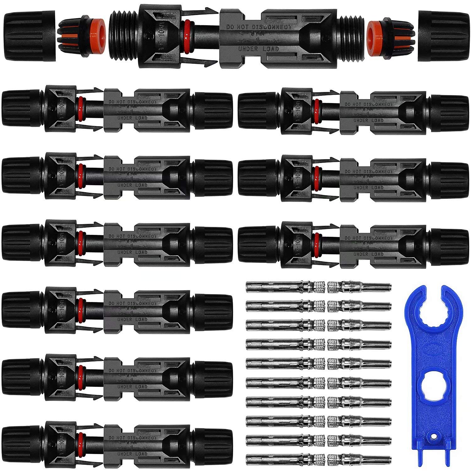 YYWEi 10 Paar Solarstecker Männlich Weiblich Solarpanel Kabelstecker Photovoltaik Steckverbinder IP67 mit 1pcs Schraubenschlüssel von YYWEi