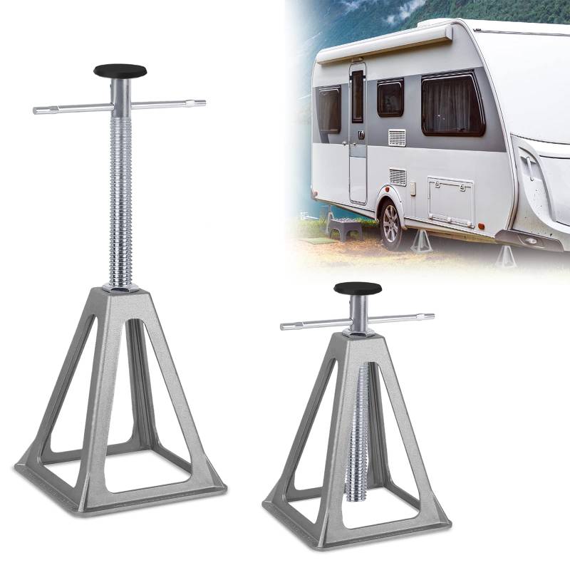 Yznahre Stützbock für Caravan Wohnwagen Stützbock Wohnmobil Stützbock Abstellböcke Aluminium Stützen Unterstellbock Höhenverstellbar 28-45 cm, bis 1000KG Belastbar pro Stütze (2er Set) von YZNAHRE