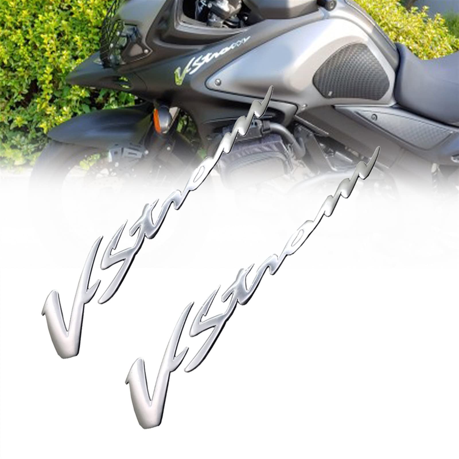 YZTAC 2 STÜCKE Motorrad Aufkleber Für Suzuki V-Strom Alle Serien DL 250 650 1000 XT 3D Aufkleber Chrom Motorrad Reflektierendes Emblem Abzeichen von YZTAC