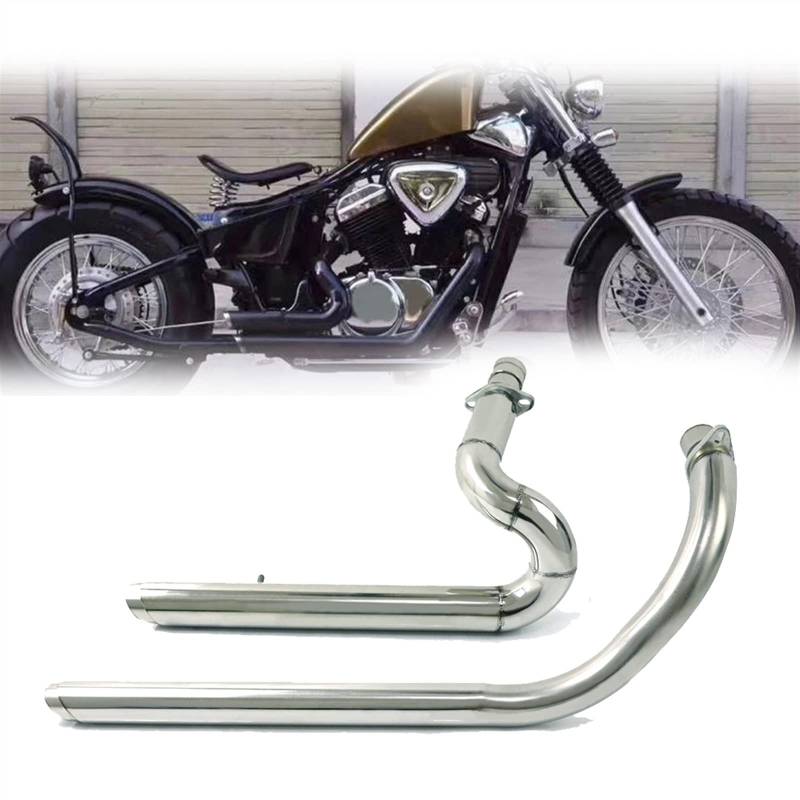 YZTAC Motorrad Auspuff Kit Abnehmbarer Schalldämpfer Für Honda Steed Shadow 400 600 VLX400 VLX600 VT400 C VT600C VT600 (Color : Chrome) von YZTAC