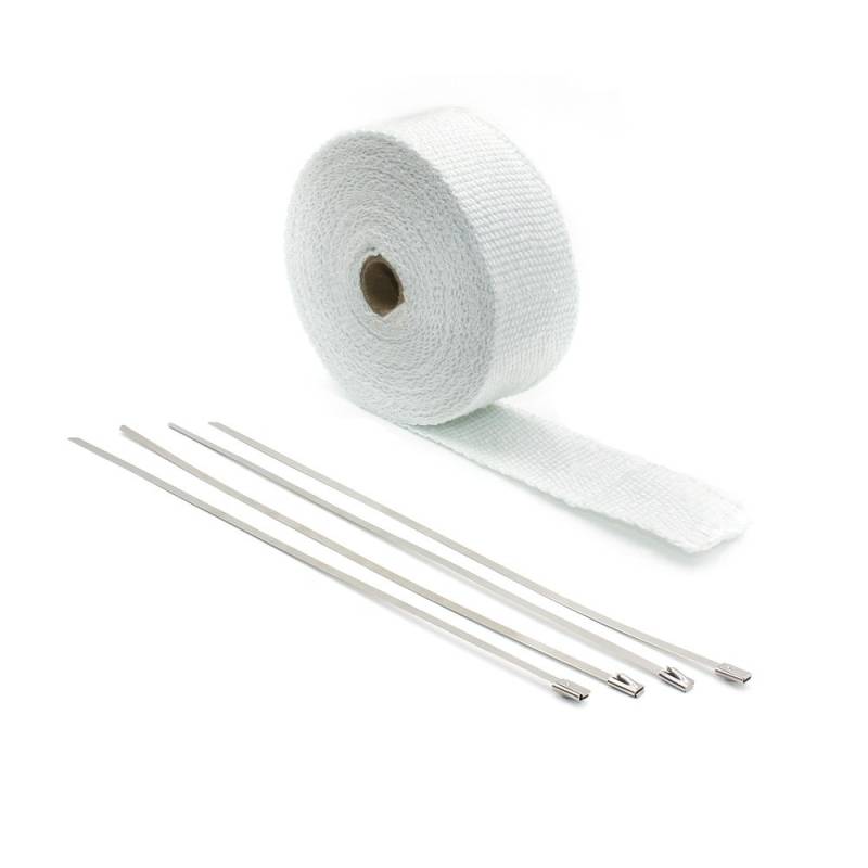 Hitzeschutzband 10m Thermische + 4 Stück Krawatten Wickeln Sie Abgas-Isolierkrümmungs-Header Warp-Auspuffrohr Warp(White) von YZWHKJ