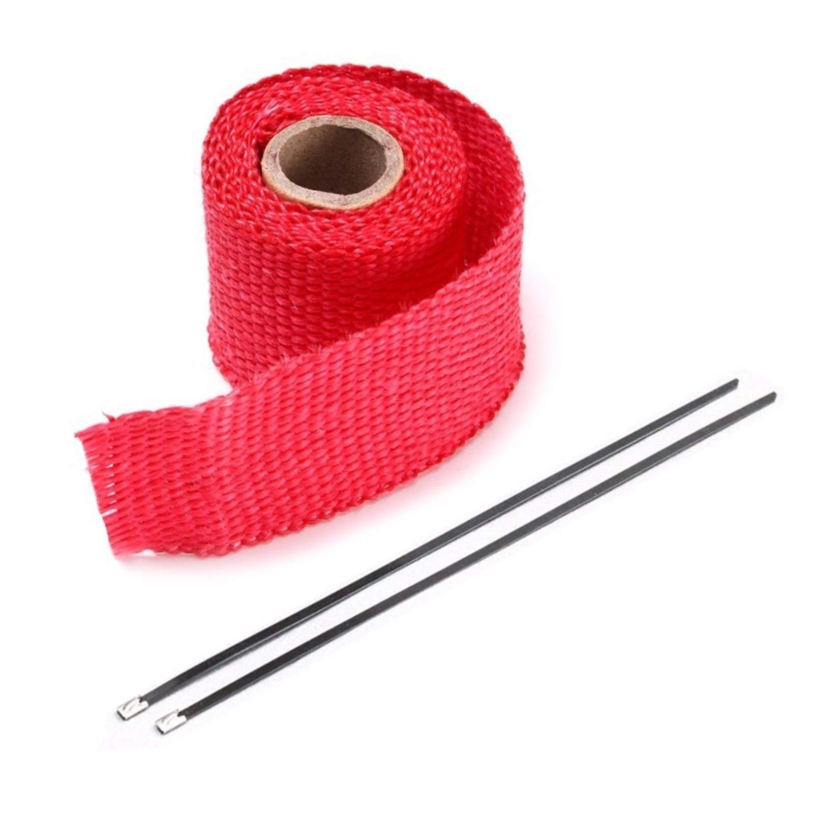 Hitzeschutzband 2 STÜCKE 1M Rollenauto Motorrad Auspuff-Header-Rohr Isolier-Wärme-Wrap-Band mit 2 Kabelbinder 8Colors für Moto Autozubehör(RED) von YZWHKJ