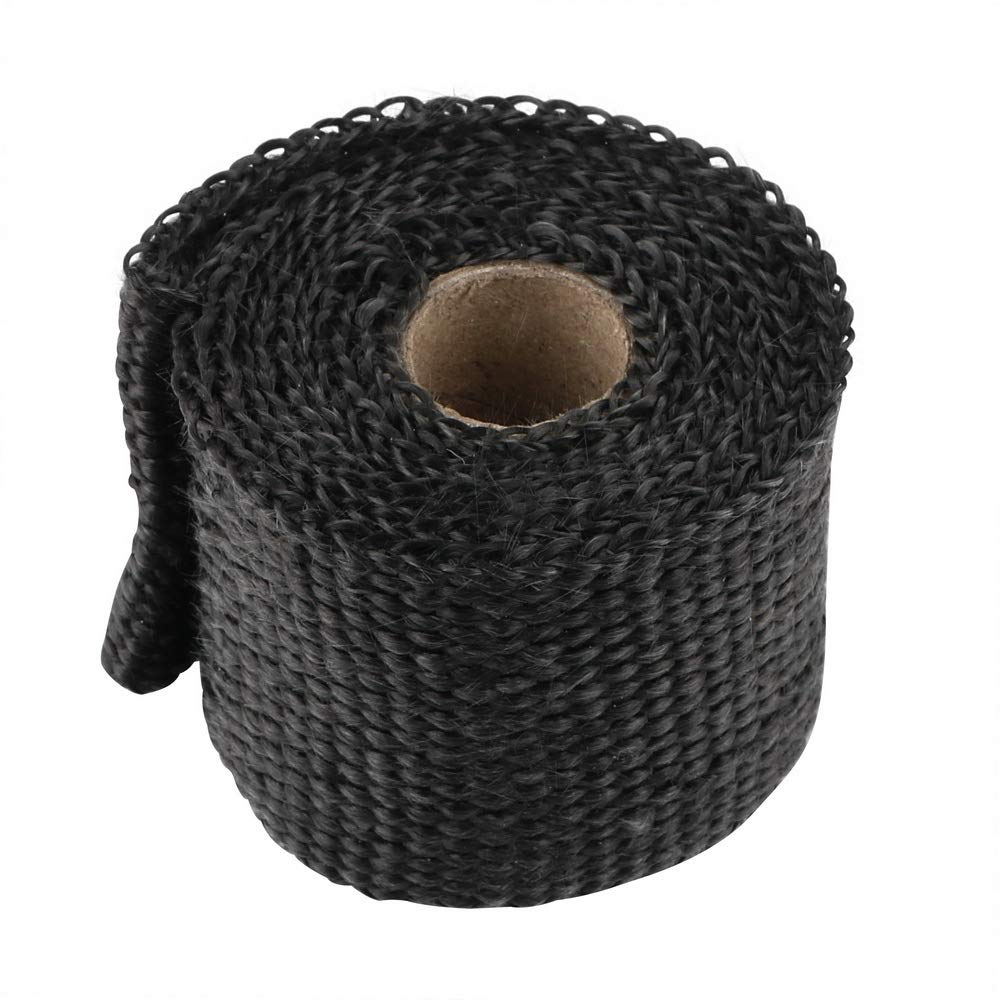 Hitzeschutzband 2 stücke 50mm x 1,5m Isolationsband Anti-Heiß-Auspuff-Header Rohrband Wärme Isolierhülle Glasfaser Motorrad Zubehör(Black) von YZWHKJ