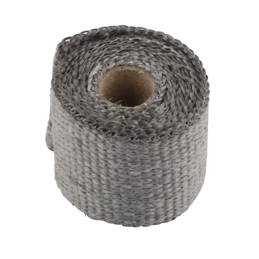 Hitzeschutzband 2 stücke Auspuffkopf-Rohrband Isolierband 50mm x 1,5m Anti-Heiß-Glasfaser-Wärme-Isolierhülle(Gray) von YZWHKJ